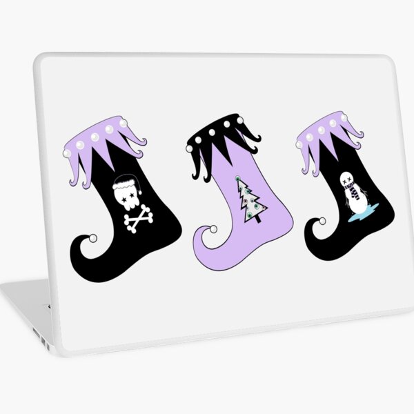 Merry Christmas Pastel Goth Elf Stockings Laptop Skin
