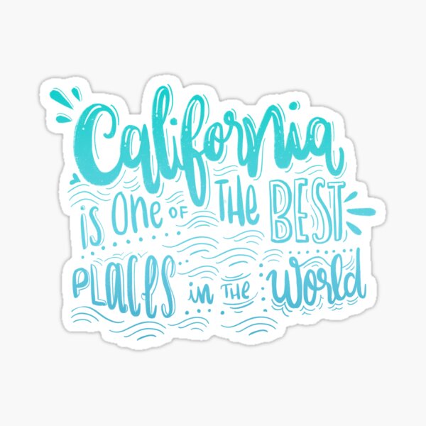 California - Once of the best places in the world! Calligraphic hand writing Sticker
