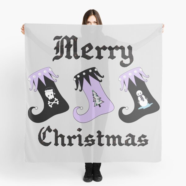 Merry Christmas Pastel Goth Elf Stockings Scarf