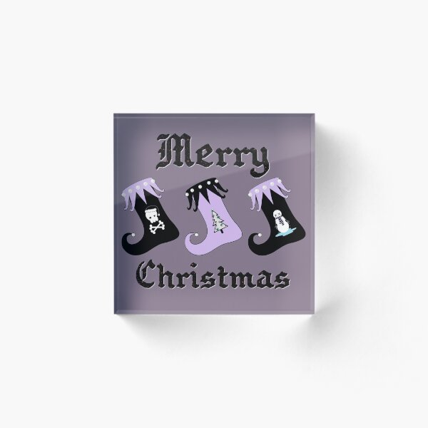 Merry Christmas Pastel Goth Elf Stockings Acrylic Block