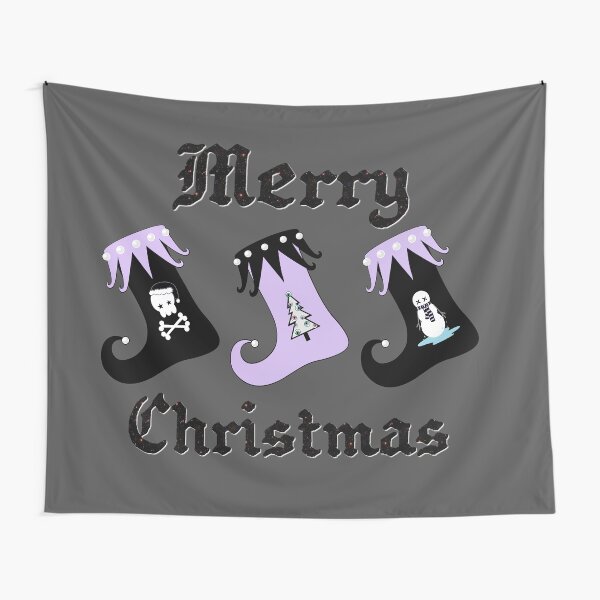 Merry Christmas Pastel Goth Elf Stockings Tapestry