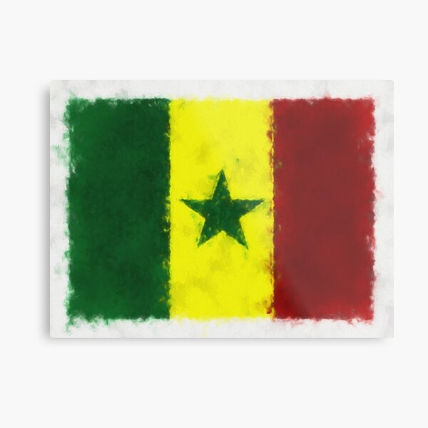 Senegal Flag Reworked No. 66, Series 5 Metal Print