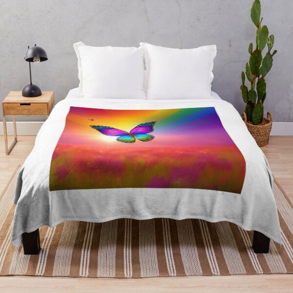 Item preview, Rainbow Butterfly volando en un campo designed and sold by Queen1120.