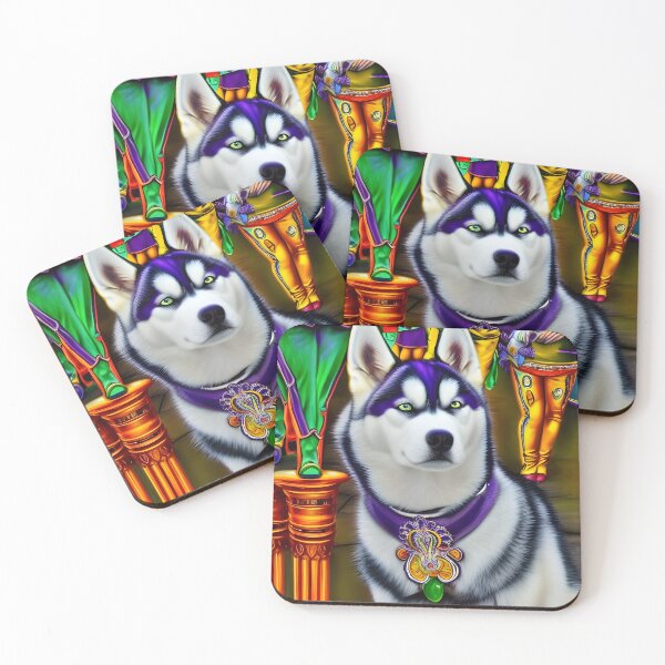 Item preview, A Mardi Gras Husky.Mardi Gras Dog. Mardis Gras Siberian Husky designed and sold by Doggymadness.
