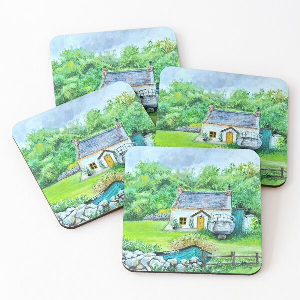 Item preview, a watercolour painting of Cottage in  Inch Island, Country Donegal designed and sold by OilPaintsHatts.