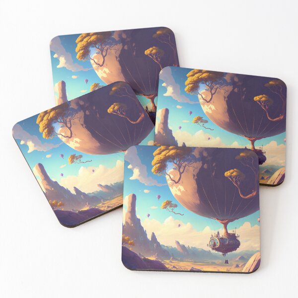 Item preview, Balloon Adventure Fantasy Landscape Art 01 - Colorful Cartoon Travel designed and sold by Sunchaser World.