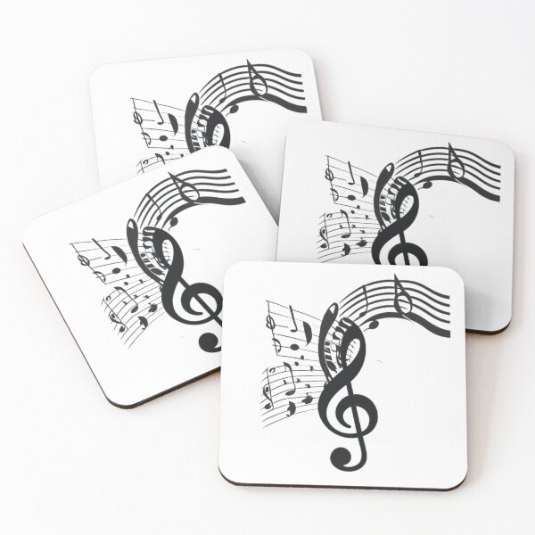 Item preview, Music Notes and Music Key in a Black and White Abstract Design designed and sold by HanaiPrint.