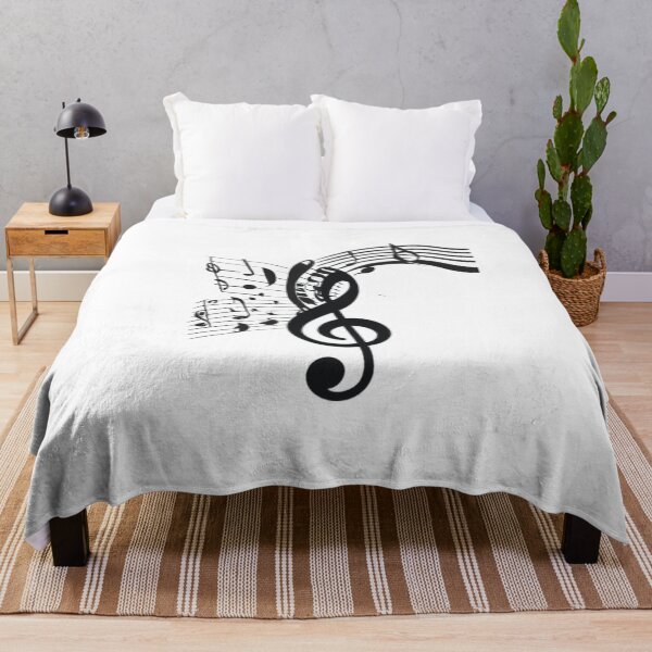 Item preview, Music Notes and Music Key in a Black and White Abstract Design designed and sold by HanaiPrint.