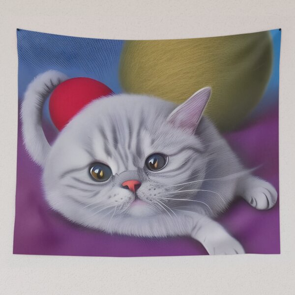 Item preview, A Cute Funny Cat playing with ball of wool. Cute kitty. designed and sold by Doggymadness.
