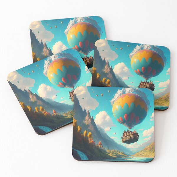 Item preview, Balloon Adventure Fantasy Landscape Art 04 - Colorful Cartoon Travel designed and sold by Sunchaser World.