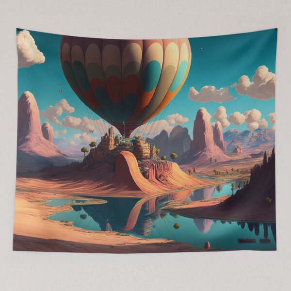 Item preview, Balloon Adventure Fantasy Landscape Art 07 - Colorful Cartoon Travel designed and sold by Sunchaser World.