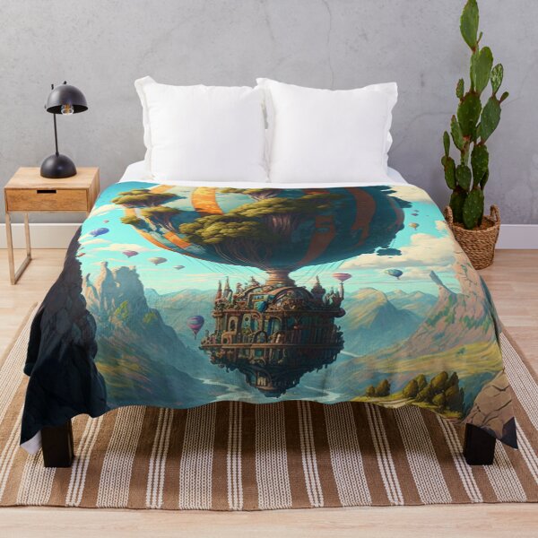 Item preview, Balloon Adventure Fantasy Landscape Art 09 - Colorful Cartoon Travel designed and sold by Sunchaser World.