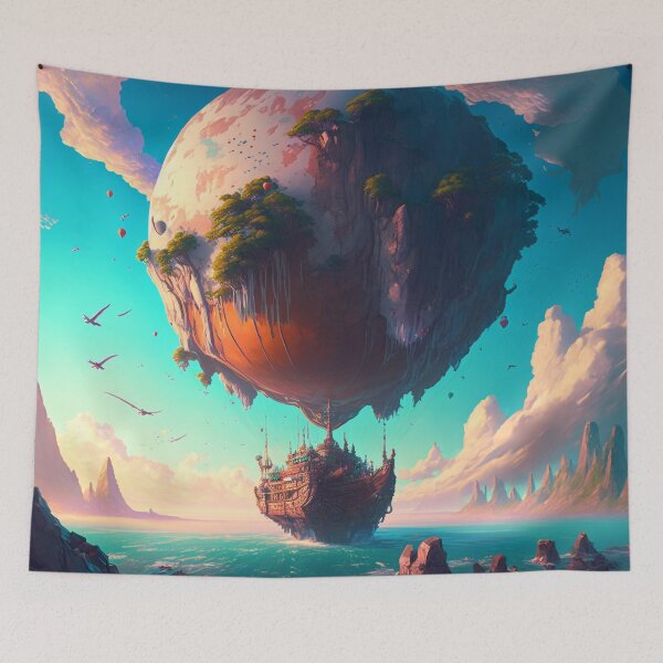 Item preview, Balloon Adventure Fantasy Landscape Art 12 - Colorful Cartoon Travel designed and sold by Sunchaser World.