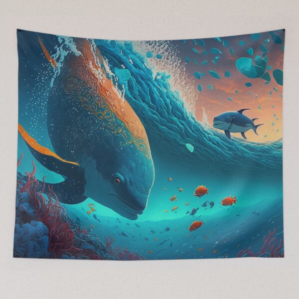 Artikelvorschau, Fantasy Water World Seascape Art 02 - Bunte Cartoon-Reise entworfen und verkauft von Sunchaser World.