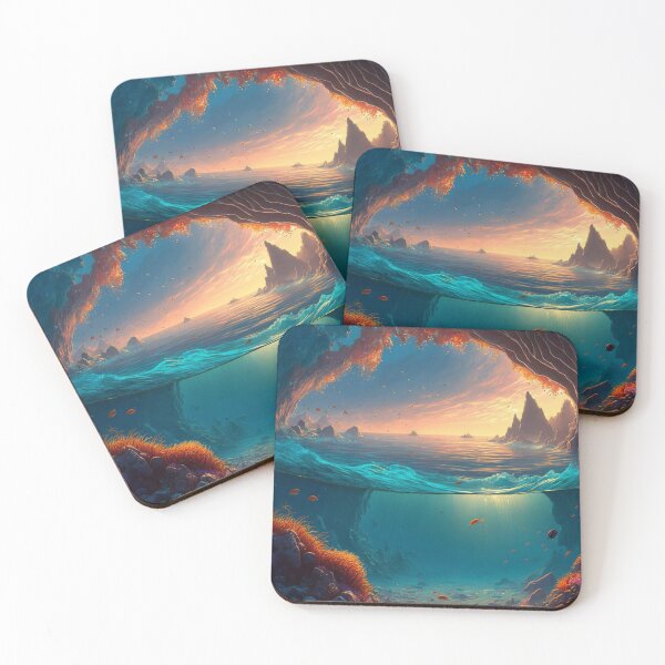 Artikelvorschau, Fantasy Water World Seascape Art 09 - Bunte Cartoon-Reise entworfen und verkauft von Sunchaser World.