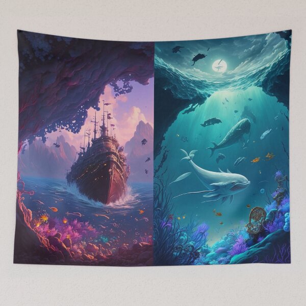 Artikelvorschau, Fantasy Water World Seascape Art 10 - Bunte Cartoon-Reise entworfen und verkauft von Sunchaser World.