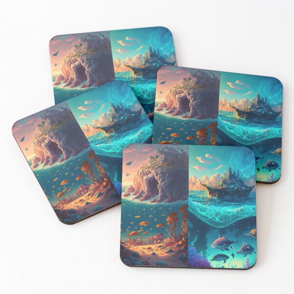 Artikelvorschau, Fantasy Water World Seascape Art 11 – Bunte Cartoon-Reise entworfen und verkauft von Sunchaser World.