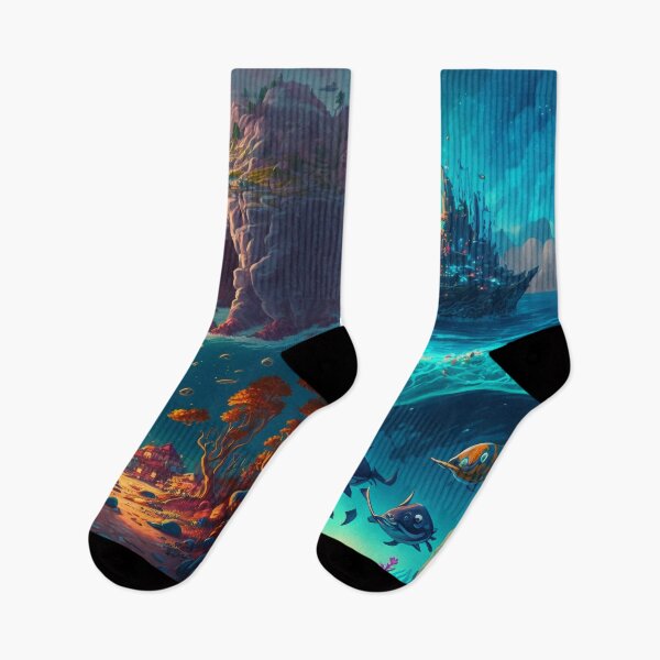 Artikelvorschau, Fantasy Water World Seascape Art 11 – Bunte Cartoon-Reise entworfen und verkauft von Sunchaser World.