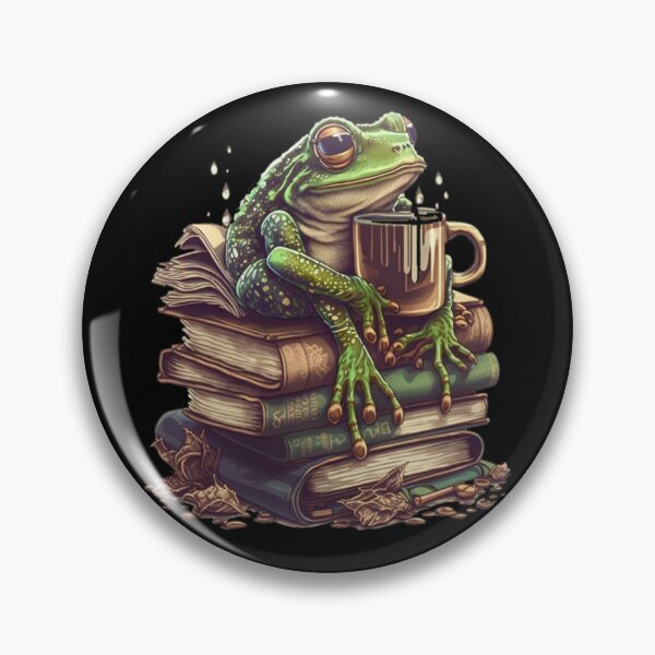 Item preview, Coffee Loving Frog Reading Books Adorable frog sitting on books and sipping coffee designed and sold by NeboulaHamra.