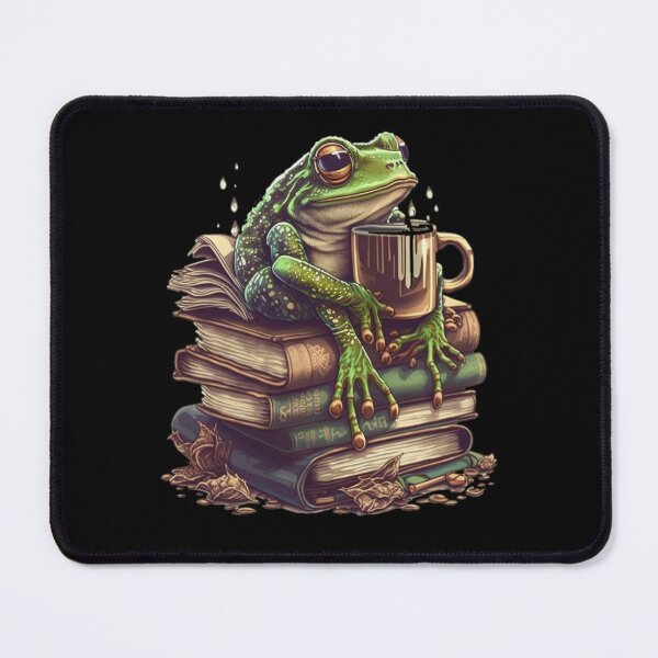 Item preview, Coffee Loving Frog Reading Books Adorable frog sitting on books and sipping coffee designed and sold by NeboulaHamra.