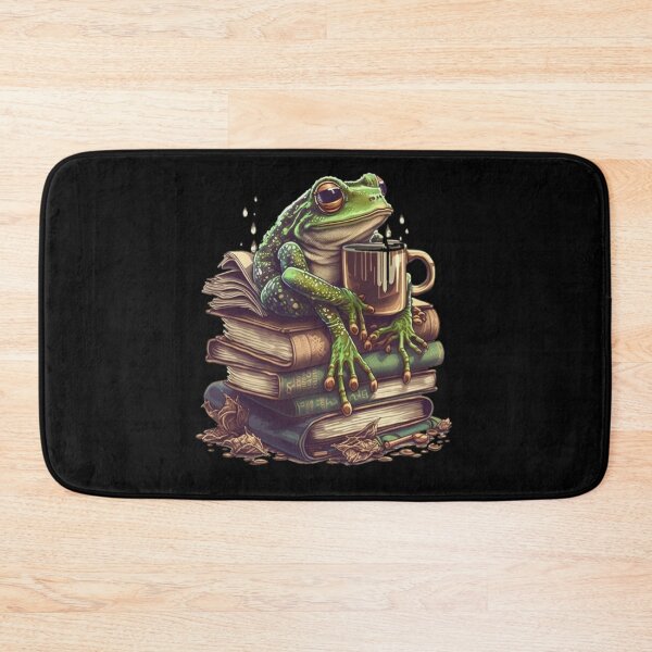 Item preview, Coffee Loving Frog Reading Books Adorable frog sitting on books and sipping coffee designed and sold by NeboulaHamra.