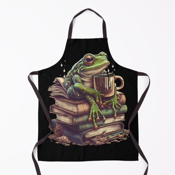 Item preview, Coffee Loving Frog Reading Books Adorable frog sitting on books and sipping coffee designed and sold by NeboulaHamra.