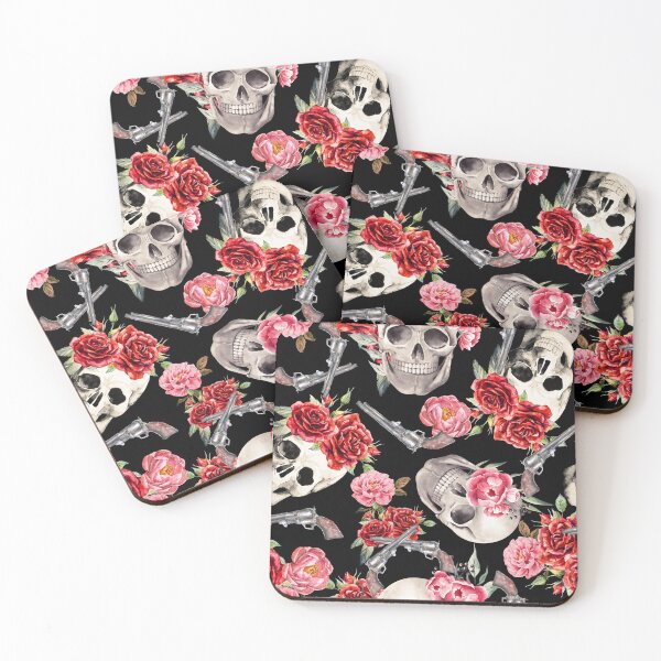 Item preview, Roses and Revolvers - Black Background designed and sold by PixiesPlace.