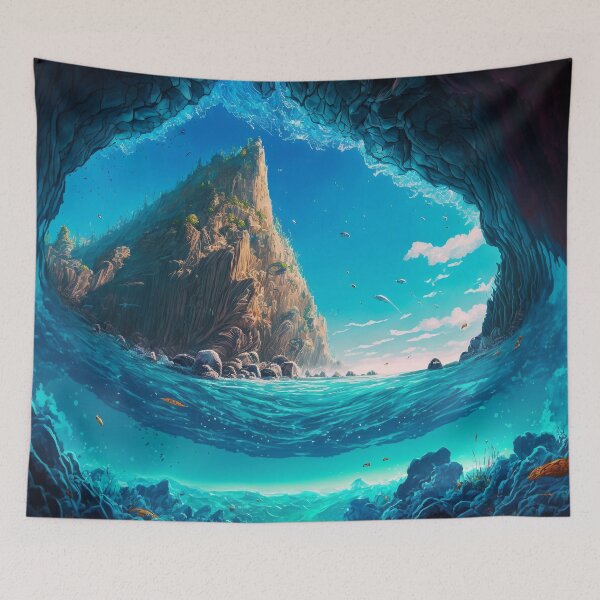 Artikelvorschau, Fantasy Water World Seascape Art 14 – Bunte Cartoon-Reise entworfen und verkauft von Sunchaser World.