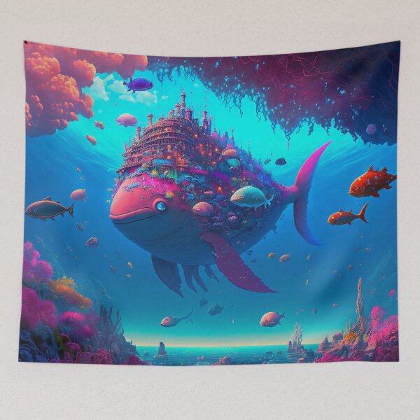 Artikelvorschau, Fantasy Water World Seascape Art 17 – Bunte Cartoon-Reise entworfen und verkauft von Sunchaser World.
