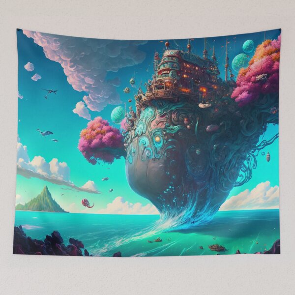 Artikelvorschau, Fantasy Water World Seascape Art 25 – Bunte Cartoon-Reise entworfen und verkauft von Sunchaser World.