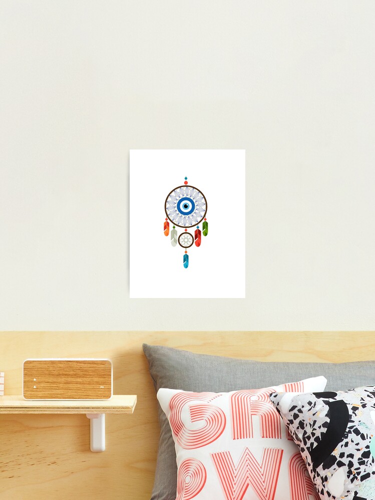 Thumbnail 2 of 3, Photographic Print, Dreamcatcher T-shirt with the evil eye designed and sold by ikaponStore.