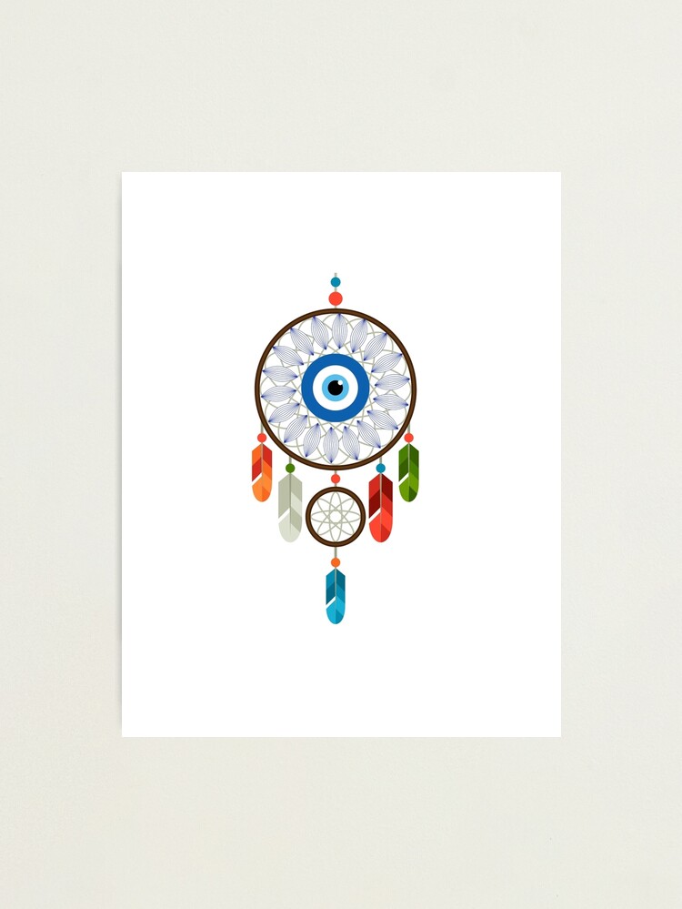 Thumbnail 1 of 3, Photographic Print, Dreamcatcher T-shirt with the evil eye designed and sold by ikaponStore.