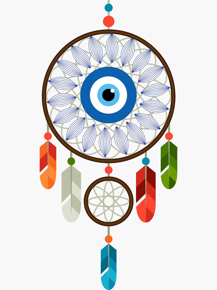 Thumbnail 3 of 3, Sticker, Dreamcatcher T-shirt with the evil eye designed and sold by ikaponStore.