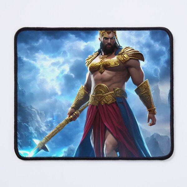 Item preview, Zeus with Gold Armor, and Thunder Weapon, Storms on Background, A.I. Artwork - Gods Collection designed and sold by SpektroDesign.