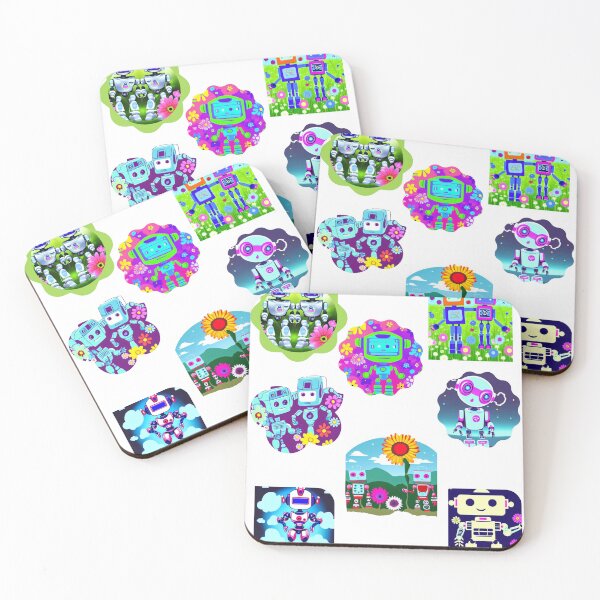 Item preview, Funny and Cute Robots Enjoying Life - Set of 8 Stickers designed and sold by HanaiPrint.