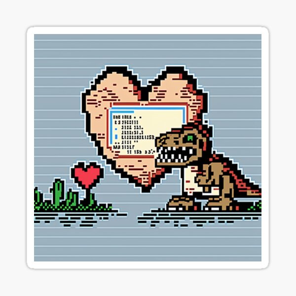 Pixel art of dinosaur describing offline error for internet. No