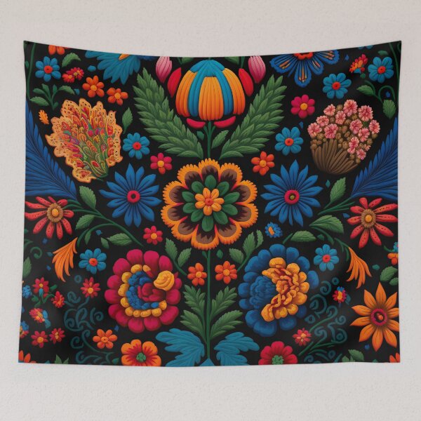 Item preview, Botanical vintage Ethnic embroidery Floral design 0 designed and sold by Red Witch Art.