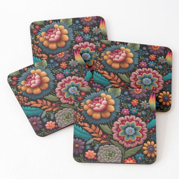 Item preview, Botanical vintage Ethnic embroidery Floral design 1 designed and sold by Red Witch Art.