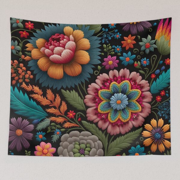 Item preview, Botanical vintage Ethnic embroidery Floral design 1 designed and sold by Red Witch Art.