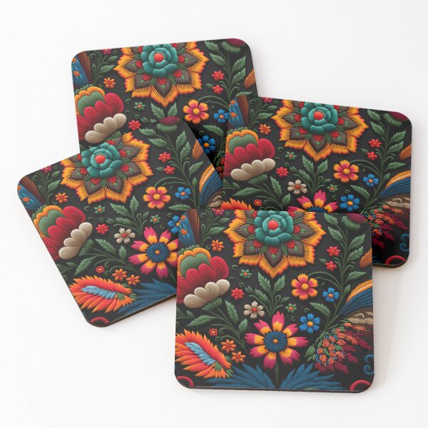 Item preview, Botanical vintage Ethnic embroidery Floral design 2 designed and sold by Red Witch Art.