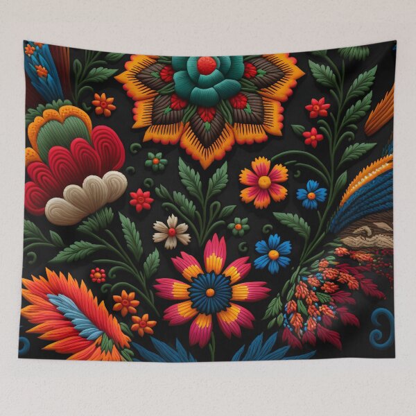 Item preview, Botanical vintage Ethnic embroidery Floral design 2 designed and sold by Red Witch Art.