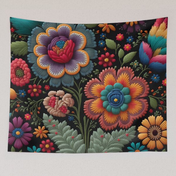 Item preview, Botanical vintage Ethnic embroidery Floral design 4 designed and sold by Red Witch Art.
