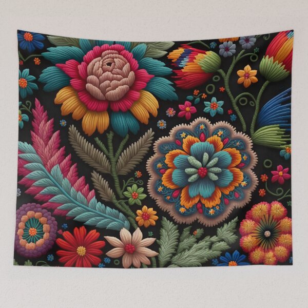 Item preview, Botanical vintage Ethnic embroidery Floral design 5 designed and sold by Red Witch Art.