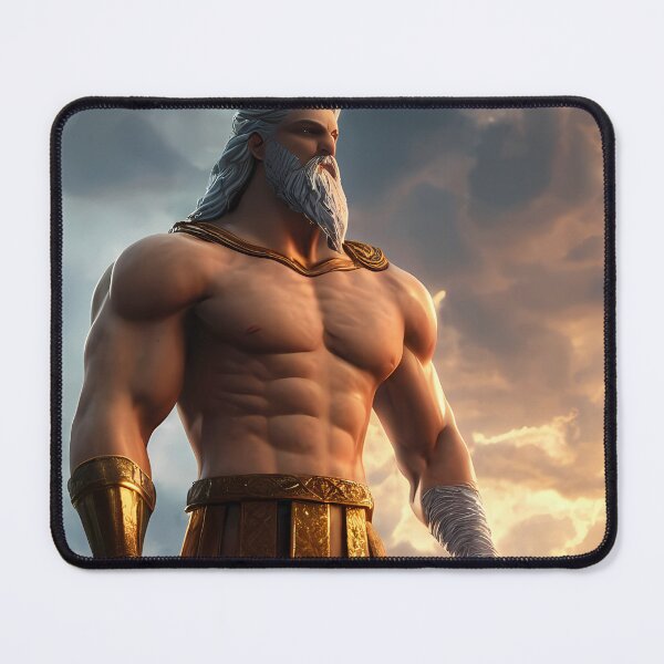 Item preview, God of Thunder King of Olympus, Muscular White Beard Zeus Cloudy Background, A.I. Artwork - Gods Collection designed and sold by SpektroDesign.