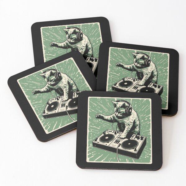 Item preview, Cat DJ - Green Block Print - DJ Cat - Deadmau5 - Deadmouse designed and sold by IfDesignGroup.