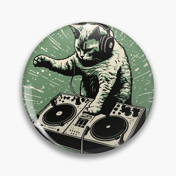 Item preview, Cat DJ - Green Block Print - DJ Cat - Deadmau5 - Deadmouse designed and sold by IfDesignGroup.