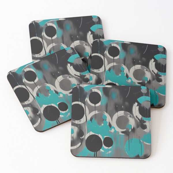 Item preview, Abstract Circles of Turquoise, Black, and White designed and sold by Artel-Blue.