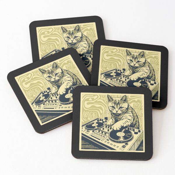Item preview, Cat DJ - Yellow Block Print - DJ Cat - Deadmau5 - Deadmouse designed and sold by IfDesignGroup.