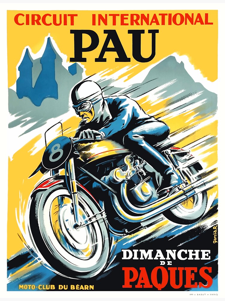 Réimpression d'une affiche vintage du Grand Prix moto de France de 1926 - France