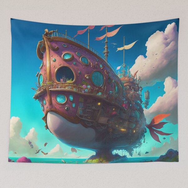 Artikelvorschau, Fantasy Water World Seascape Art 28 – Bunte Cartoon-Reise entworfen und verkauft von Sunchaser World.